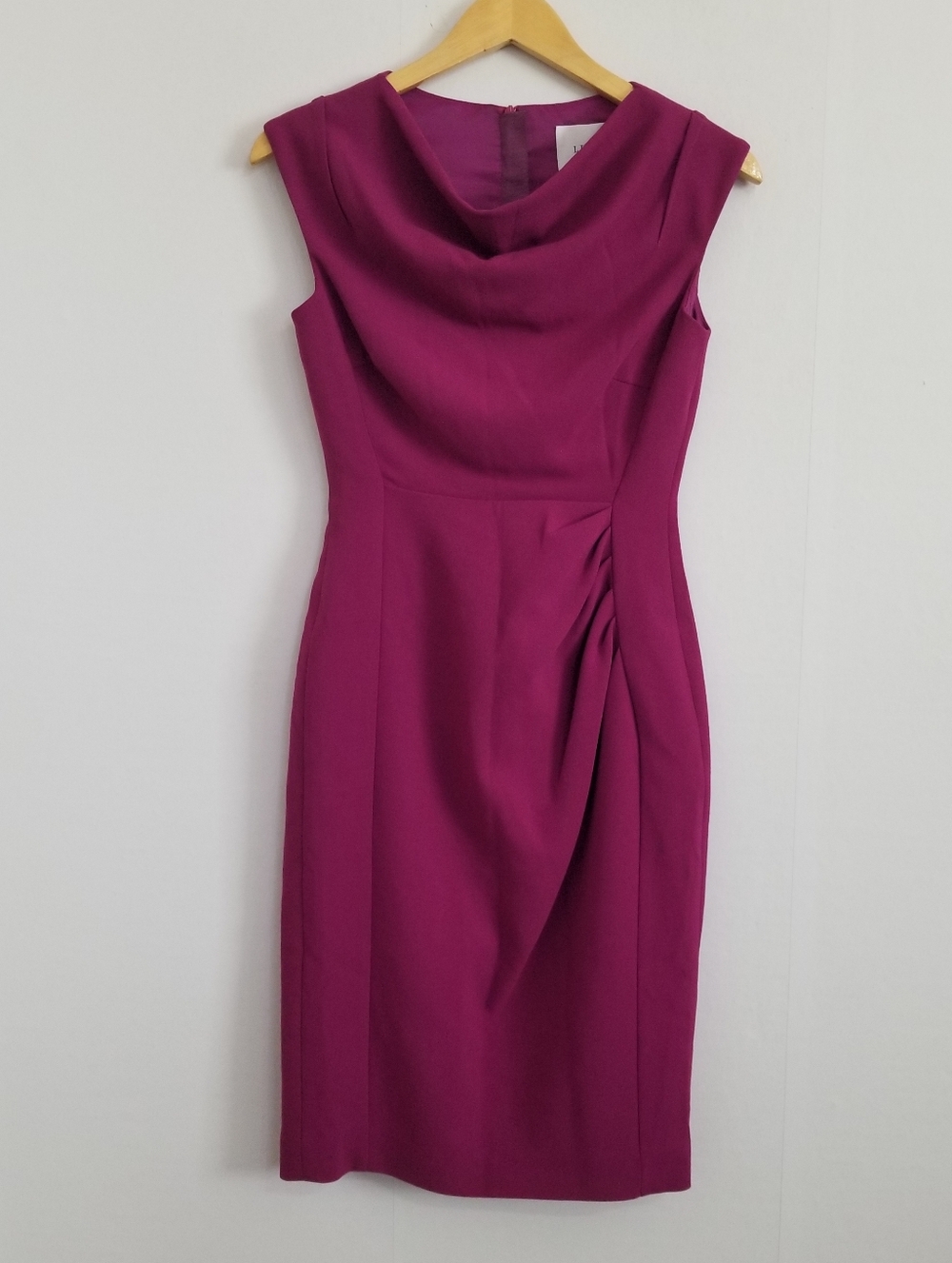 NWOT L.K. Bennett Violet Draped Front Sheath Midi Dress Size 4